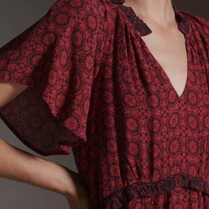 Anthropologie Dresses New Red Anthropologie Robin Tiered Mini Dress